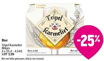 Promoties Bier tripel karmeliet - TRipel Karmeliet - Geldig van 23/05/2024 tot 29/05/2024 bij Delhaize
