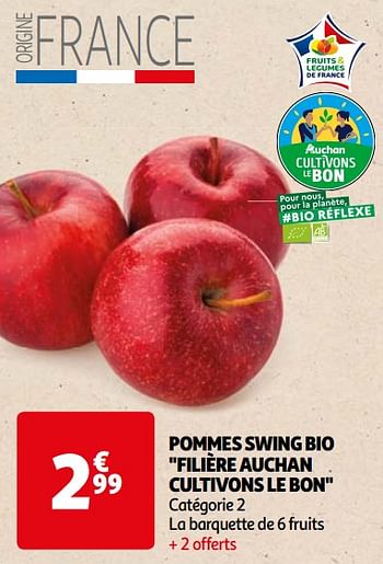 Promoties Pommes swing bio filière auchan cultivons le bon - Huismerk - Auchan - Geldig van 22/05/2024 tot 03/06/2024 bij Auchan