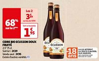Promoties Cidre bio ecusson doux fruité - Ecusson - Geldig van 22/05/2024 tot 03/06/2024 bij Auchan