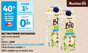 Promoties Nectar pomme auchan bio - Huismerk - Auchan - Geldig van 22/05/2024 tot 03/06/2024 bij Auchan
