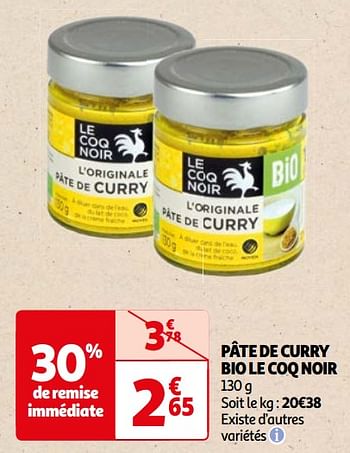 Promoties Pâte de curry bio le coq noir - Le Coq Noir - Geldig van 22/05/2024 tot 03/06/2024 bij Auchan