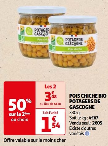 Promoties Pois chiche bio potagers de gascogne - Potagers de Gascogne - Geldig van 22/05/2024 tot 03/06/2024 bij Auchan