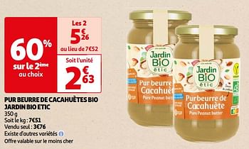 Promoties Pur beurre de cacahuètes bio jardin bio etic - Jardin - Geldig van 22/05/2024 tot 03/06/2024 bij Auchan