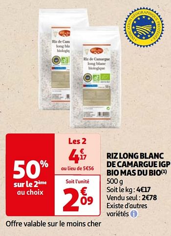 Promoties Riz long blanc de camargue igp bio mas du bio - Mas du Bio - Geldig van 22/05/2024 tot 03/06/2024 bij Auchan