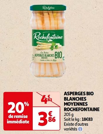 Promoties Asperges bio blanches moyennes rochefontaine - Rochefontaine - Geldig van 22/05/2024 tot 03/06/2024 bij Auchan