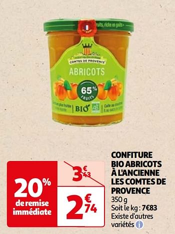 Promoties Confiture bio abricots à l`ancienne les comtes de provence - Les Comtes de Provence - Geldig van 22/05/2024 tot 03/06/2024 bij Auchan