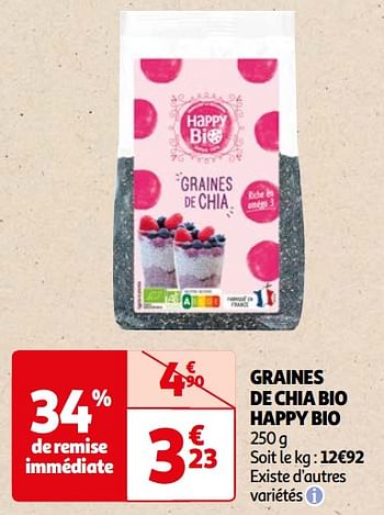 Promoties Graines de chia bio happy bio - Happy Bio - Geldig van 22/05/2024 tot 03/06/2024 bij Auchan