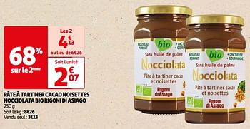 Promoties Pâte à tartiner cacao noisettes nocciolata bio rigoni di asiago - Rigoni di Asiago - Geldig van 22/05/2024 tot 03/06/2024 bij Auchan