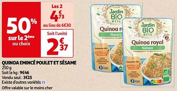 Promoties Quinoa emincé poulet et sésame - Jardin - Geldig van 22/05/2024 tot 03/06/2024 bij Auchan