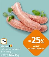 Promoties Worsten varkens- en kalfsvlees - Huismerk - Okay Buurtwinkels - Geldig van 22/05/2024 tot 04/06/2024 bij OKay