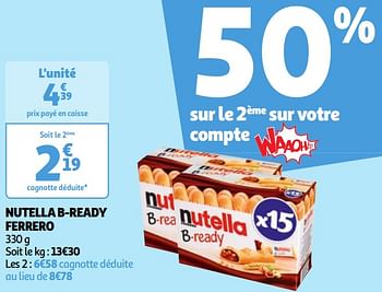Promotions Nutella b-ready ferrero - Ferrero - Valide de 22/05/2024 à 27/05/2024 chez Auchan Ronq