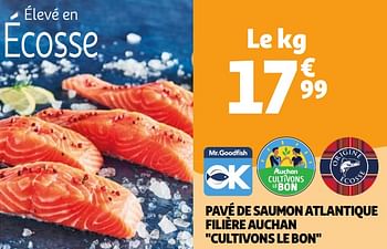 Promotions Pavé de saumon atlantique filière auchan - Produit Maison - Auchan Ronq - Valide de 22/05/2024 à 27/05/2024 chez Auchan Ronq