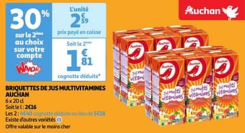 Promotions Briquettes de jus multivitamines auchan - Produit Maison - Auchan Ronq - Valide de 22/05/2024 à 27/05/2024 chez Auchan Ronq