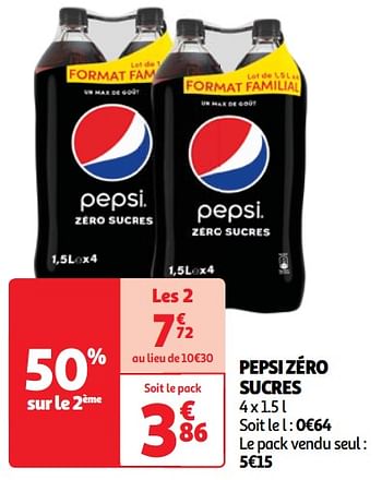 Promotions Pepsi zéro sucres - Pepsi - Valide de 22/05/2024 à 27/05/2024 chez Auchan Ronq