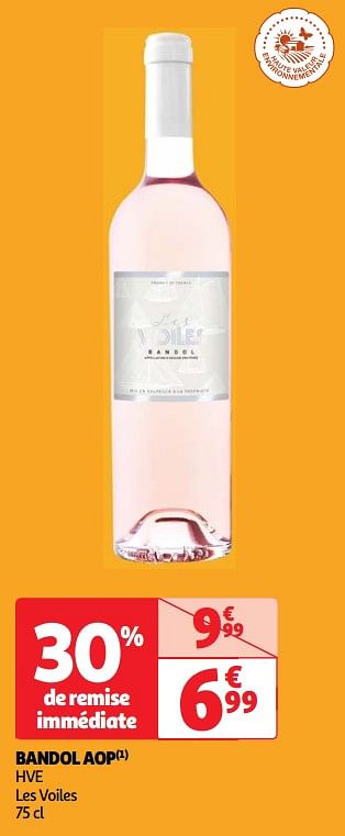 Promotions Bandol aop hve les voiles - Vins rosé - Valide de 22/05/2024 à 27/05/2024 chez Auchan Ronq