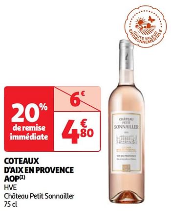 Promotions Coteaux d`aix en provence aop hve château petit sonnailler - Vins rosé - Valide de 22/05/2024 à 27/05/2024 chez Auchan Ronq
