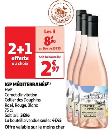 Promotions Igp méditerranée hve carnet d`invitation cellier des dauphins - Vins rosé - Valide de 22/05/2024 à 27/05/2024 chez Auchan Ronq