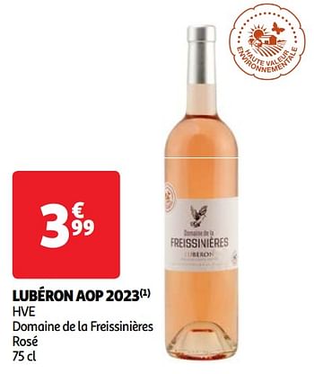 Promotions Lubéron aop 2023 hve domaine de la freissinières rosé - Vins rosé - Valide de 22/05/2024 à 27/05/2024 chez Auchan Ronq