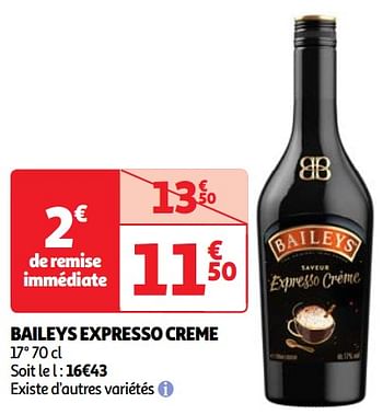 Promotions Baileys expresso creme - Baileys - Valide de 22/05/2024 à 27/05/2024 chez Auchan Ronq