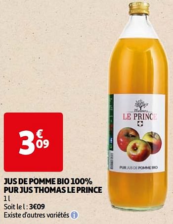 Promotions Jus de pomme bio 100% pur jus thomas le prince - Thomas Le Prince - Valide de 22/05/2024 à 03/06/2024 chez Auchan Ronq