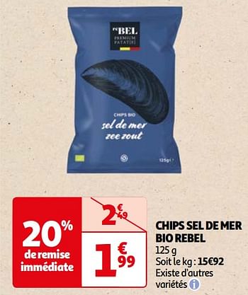 Promotions Chips sel de mer bio rebel - Rebel - Valide de 22/05/2024 à 03/06/2024 chez Auchan Ronq