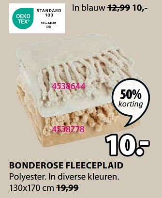 Promoties Bonderose fleeceplaid - Huismerk - Jysk - Geldig van 20/05/2024 tot 23/06/2024 bij Jysk