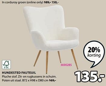 Promoties Hundested fauteuil - Huismerk - Jysk - Geldig van 20/05/2024 tot 23/06/2024 bij Jysk