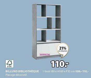 Promotions Billund bibliothèque 1 tiroir - Produit Maison - Jysk - Valide de 20/05/2024 à 23/06/2024 chez Jysk