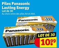Promotions Piles panasonic lasting energy - Panasonic - Valide de 21/05/2024 à 26/05/2024 chez Kruidvat