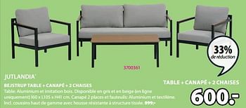 Promotions Bejstrup table + canapé + 2 chaises - Jutlandia - Valide de 20/05/2024 à 23/06/2024 chez Jysk