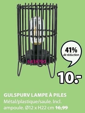 Promotions Gulspurv lampe à piles - Produit Maison - Jysk - Valide de 20/05/2024 à 23/06/2024 chez Jysk