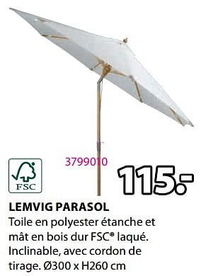 Promotions Lemvig parasol - Produit Maison - Jysk - Valide de 20/05/2024 à 23/06/2024 chez Jysk