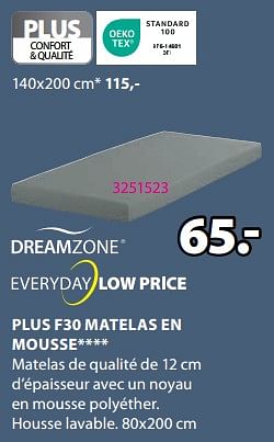 Promotions Plus f30 matelas en mousse - DreamZone - Valide de 20/05/2024 à 23/06/2024 chez Jysk