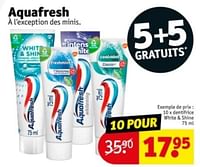 Promotions Dentifrice white + shine - Aquafresh - Valide de 21/05/2024 à 26/05/2024 chez Kruidvat