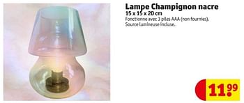 Promotions Lampe champignon nacre - Produit maison - Kruidvat - Valide de 21/05/2024 à 26/05/2024 chez Kruidvat