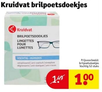 Promoties Brilpoetsdoekjes vochtig - Huismerk - Kruidvat - Geldig van 21/05/2024 tot 26/05/2024 bij Kruidvat
