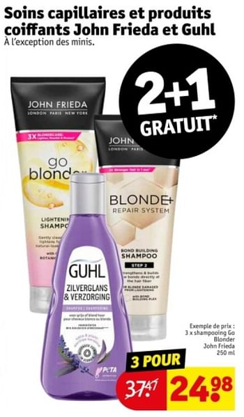 Promotions Shampooing go blonder john frieda - John Frieda - Valide de 21/05/2024 à 26/05/2024 chez Kruidvat