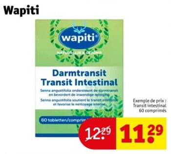 Promotions Transit intestinal - Wapiti - Valide de 21/05/2024 à 26/05/2024 chez Kruidvat