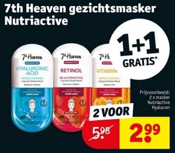 Promoties Masker nutriactive hyaluron - 7th Heaven - Geldig van 21/05/2024 tot 26/05/2024 bij Kruidvat