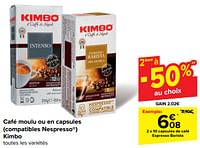 Promotions Capsules de café espresso barista - Kimbo - Valide de 22/05/2024 à 03/06/2024 chez Carrefour