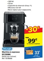 Promotions Delonghi machine à espresso ec230bk - Delonghi - Valide de 22/05/2024 à 03/06/2024 chez Carrefour