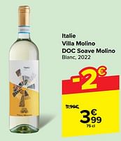 Promotions Italie villa molino doc soave molino blanc - Vins blancs - Valide de 22/05/2024 à 03/06/2024 chez Carrefour