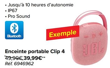 Promotions Jbl enceinte portable clip 4 - JBL - Valide de 22/05/2024 à 03/06/2024 chez Carrefour
