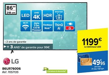 Promotions Lg led-tv 86ur76006 - LG - Valide de 22/05/2024 à 03/06/2024 chez Carrefour
