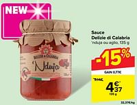 Promotions Sauce delizie di calabria - Delizie di Calabria - Valide de 22/05/2024 à 03/06/2024 chez Carrefour