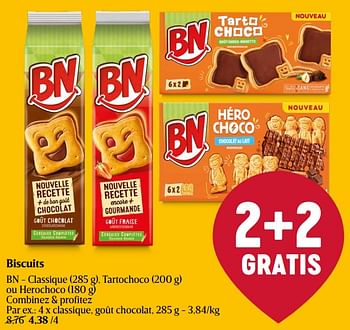 Promotions Biscuits classique, goût chocolat - BN - Valide de 23/05/2024 à 29/05/2024 chez Delhaize