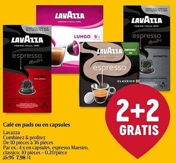 Promotions Café en capsules, espresso maestro, classico - Lavazza - Valide de 23/05/2024 à 29/05/2024 chez Delhaize