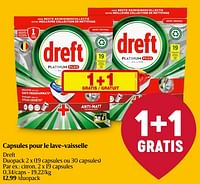 Promotions Capsules pour le lave-vaisselle dreft citron - Dreft - Valide de 23/05/2024 à 29/05/2024 chez Delhaize