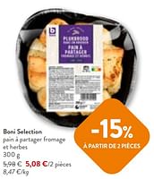 Promotions Boni selection pain à partager fromage et herbes - Boni - Valide de 22/05/2024 à 04/06/2024 chez OKay
