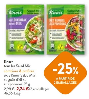 Promotions Knorr salad mix au goût d’ail ou aux poivrons - Knorr - Valide de 22/05/2024 à 04/06/2024 chez OKay